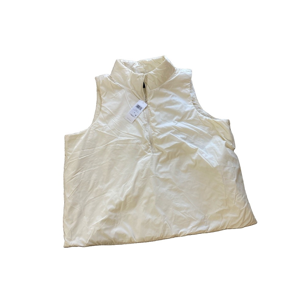 Eileen Fisher Stand Colllar Nylon Vest New Sz 1X New Soft White $198